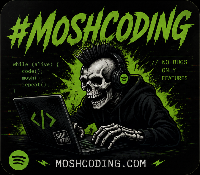 Moshcoding skeleton coder mascot